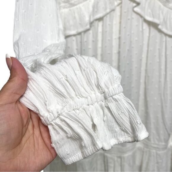 PAIGE  Odelise Long Sleeve Mini Dress in White Size S - Picture 9 of 12